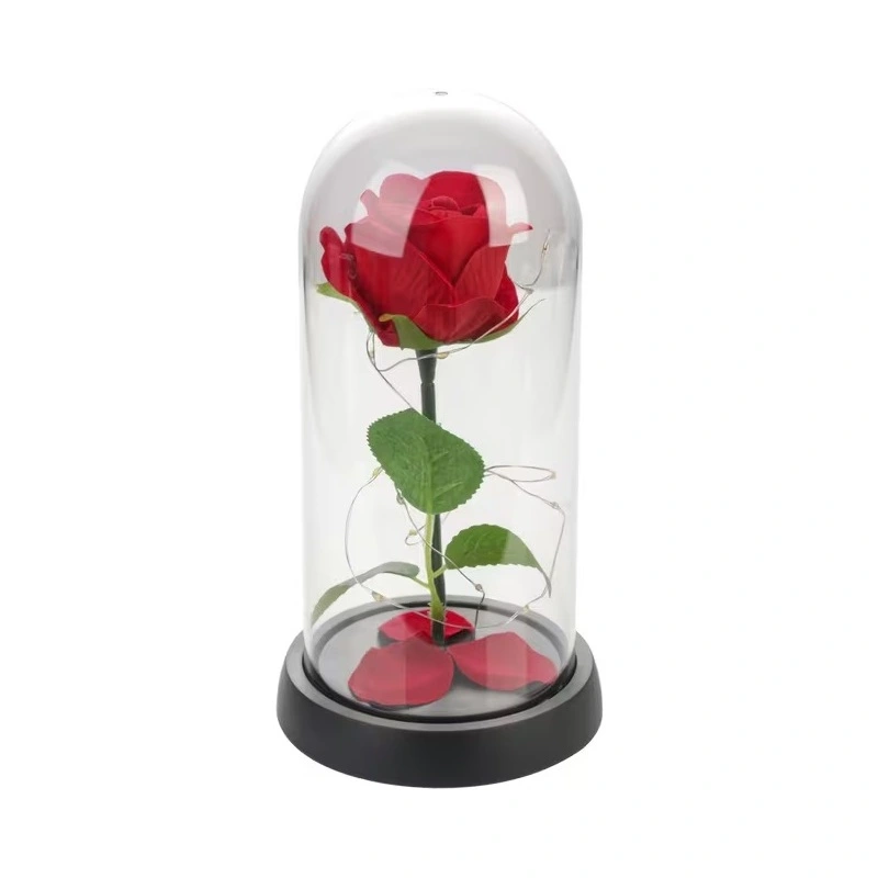 Wieczna Róża w Szkle - 2063- Wieczna Róża Z Liśćmi